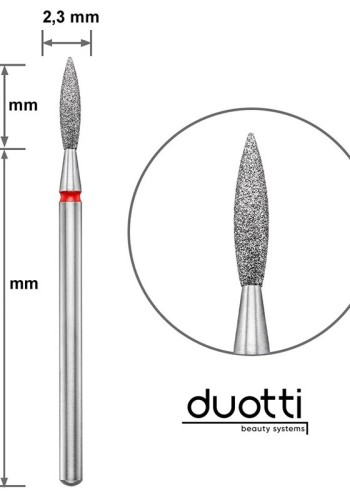 Duotti Diamond Tip Flame Red 2.3mm/10mm