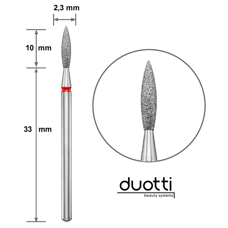 Duotti Diamond Tip Flame Red 2.3mm/10mm