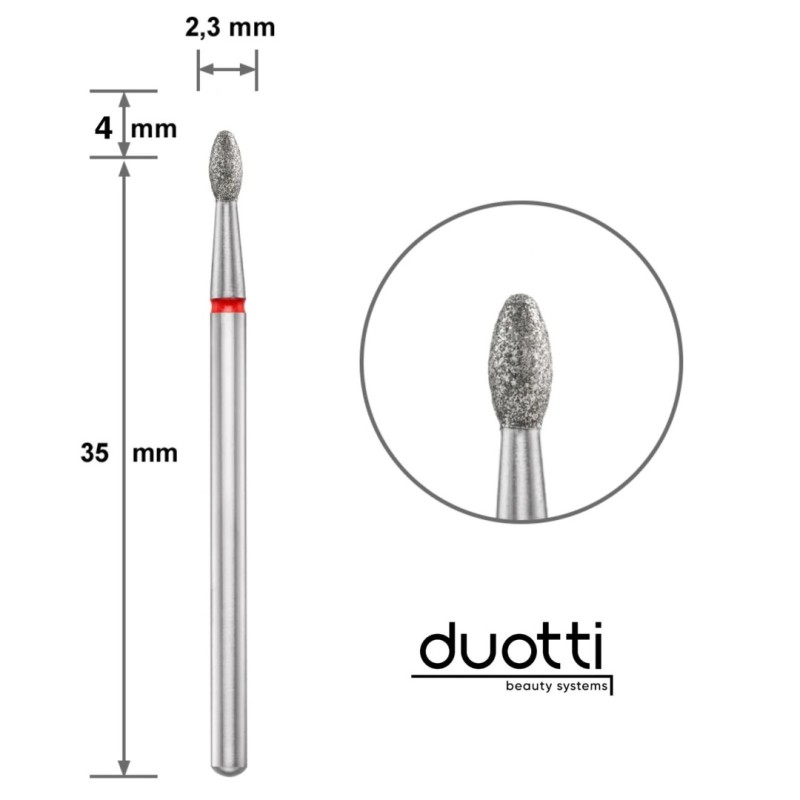 Duotti Diamond Tip Flame Red 2.3mm/4mm